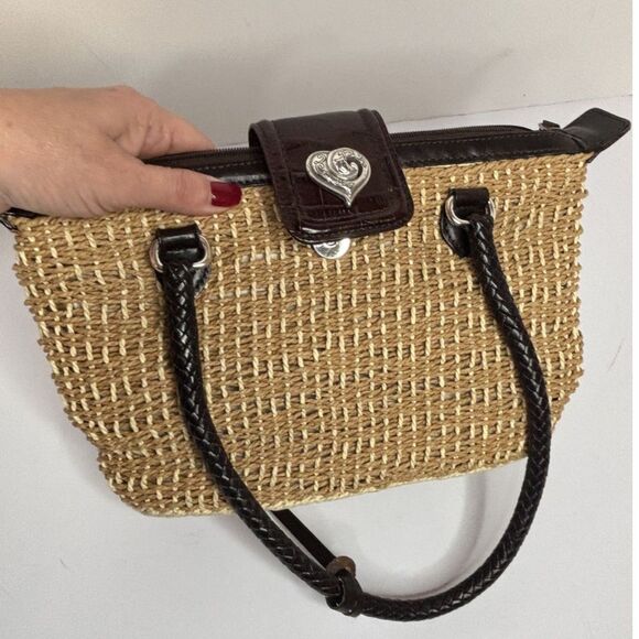 Brighton Wicker Straw Leather Shoulder Bag & Pebbled Leather Wallet Bundle - Picture 3 of 10